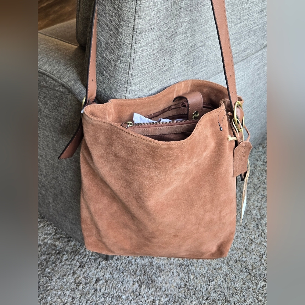 Made In India suede 100% Genuine Leather Hobo Bag Purse - Picture 14 of 14
